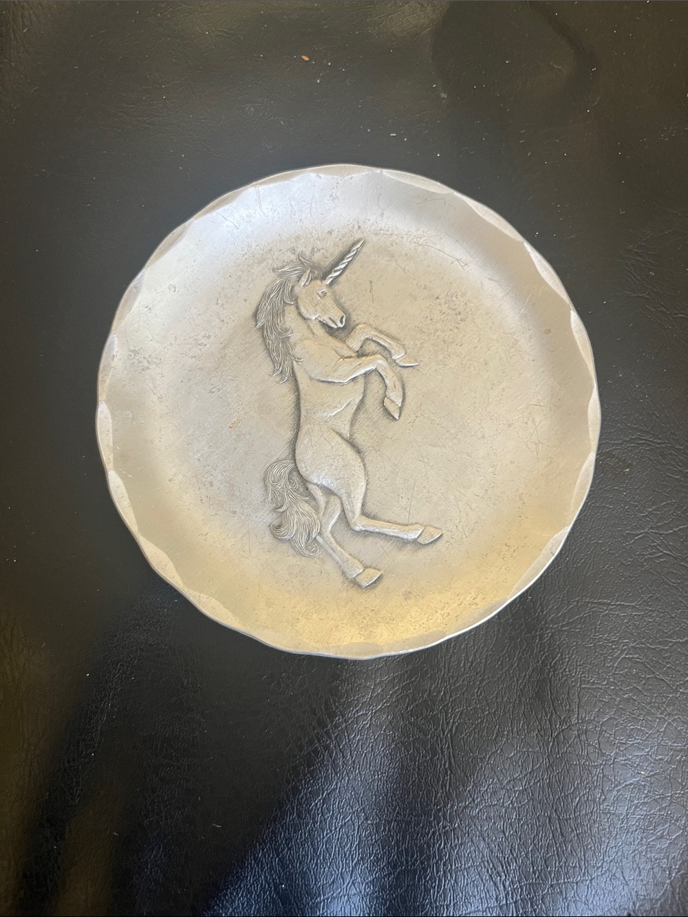 Wendell August Forge Silver Unicorn Decorative Wall Plate